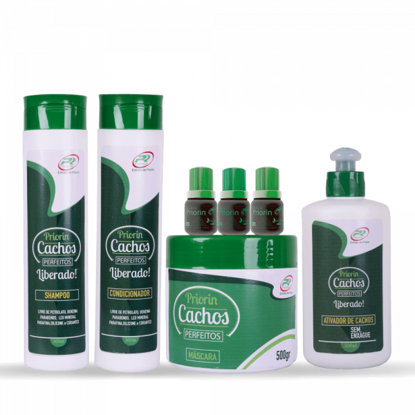 Kit Cresce Cabelo Completo Linha Cachos Extrato De Priorin+2 Tônicos